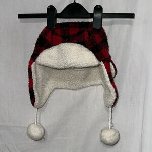 red & black buffalo plaid The Children's Place adult trapper hat